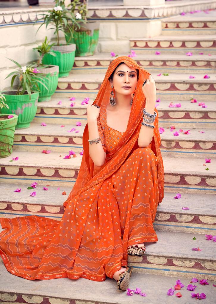 Kashvi Rangrez Printed Georgette Designer Fancy Wear Saree Collection